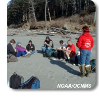 photo of students on the beach