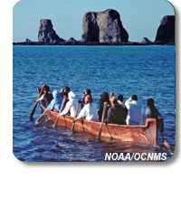 photo of a tribal journey canoe