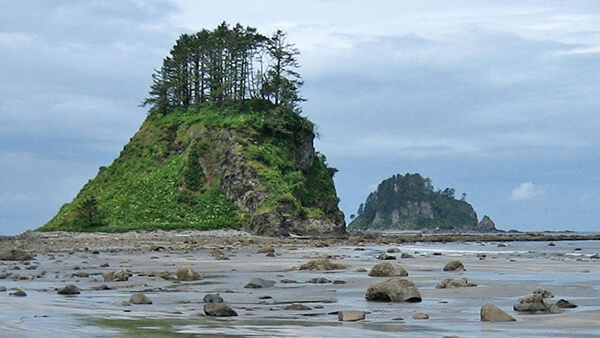 rocks, cliffs and a beach in olympic coast