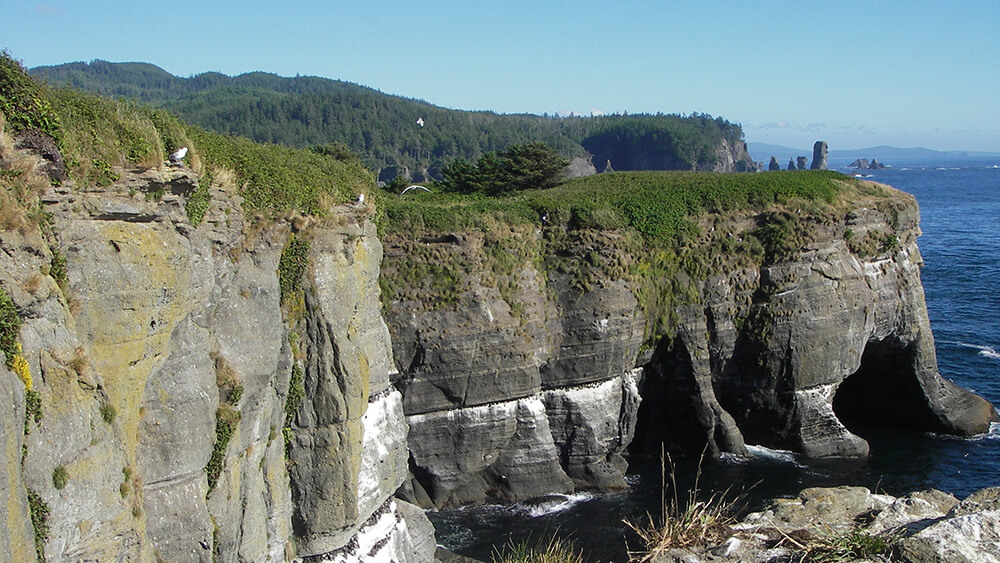 steep cliffs along the coastline